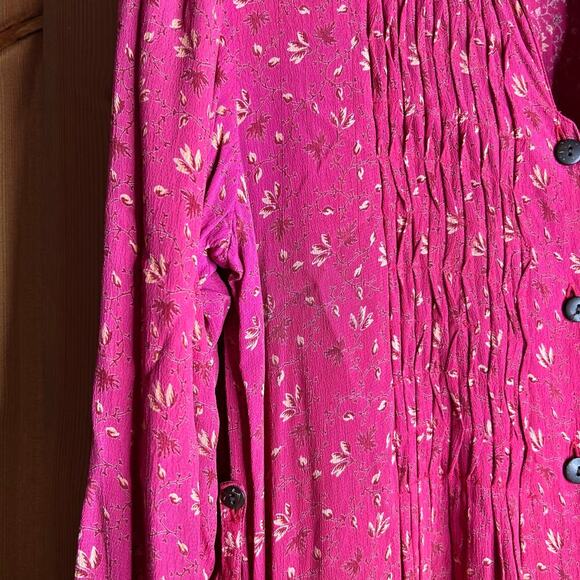 April Cornell Pintuck‎ Button Front Midi Dress Women’s Medium Pink Pintuck - Picture 11 of 11